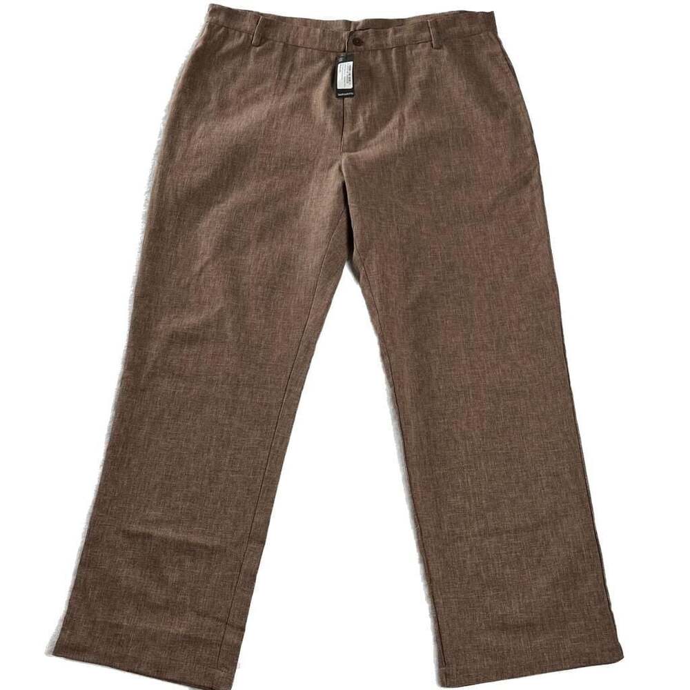 boohooMAN Brown‎ Straight Leg Cotton Blend Trousers 2XL Long